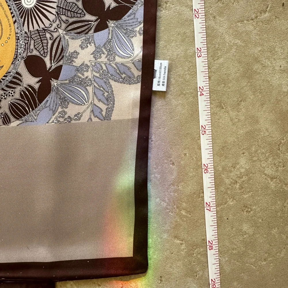 Colorful Patterned double sided silk scarf. Never worn, new - Picture 2 of 6